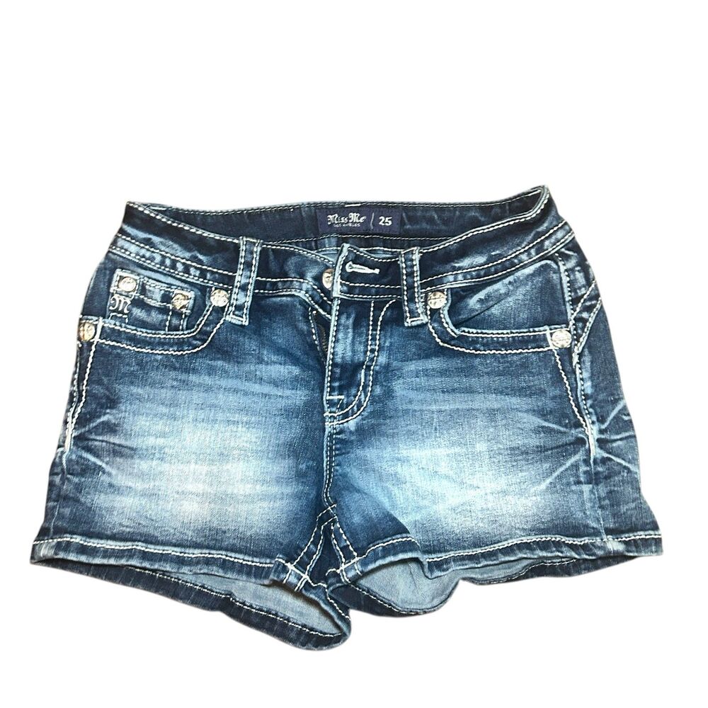 Miss Me Mid-Rise Bedazzled Jean Shorts